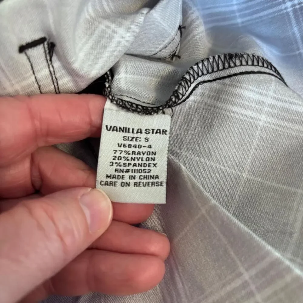 VTG Y2K‎ Plaid Mini Skirt Pleated Button Front Black White Sz Small Vanilla Star